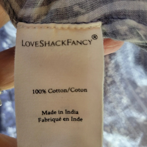 Love  shack fancy embroidered eyelet lace floral button blouse purple small - Picture 9 of 9